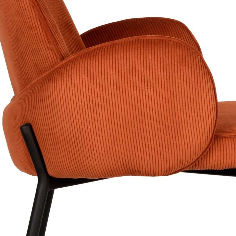 Wohnen Barhocker mit Armlehnen aus Cord Rost Braun - Benede (2er Set)