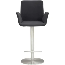 Wohnen Barhocker mit Lehne & Armlehnen in Anthrazit - Kanella