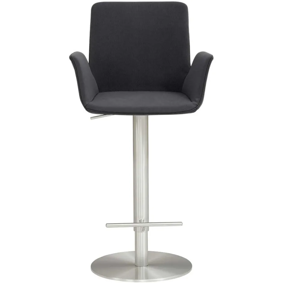 Wohnen Barhocker mit Lehne & Armlehnen in Anthrazit - Kanella