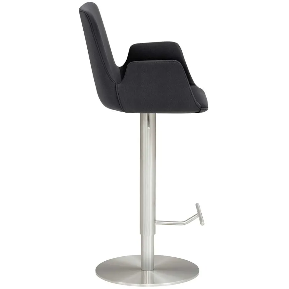 Wohnen Barhocker mit Lehne & Armlehnen in Anthrazit - Kanella
