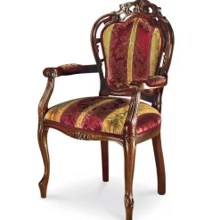 Barock Armlehnstuhl in Rot Gold Magari mit floralem Muster^Wohnen Outlet