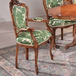 Wohnen Barock Armlehnstuhl Magari in Grün Beige Muster
