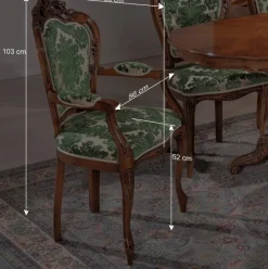 Wohnen Barock Armlehnstuhl Magari in Grün Beige Muster