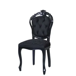 Wohnen Barock Designstuhl in Schwarz - Crystono