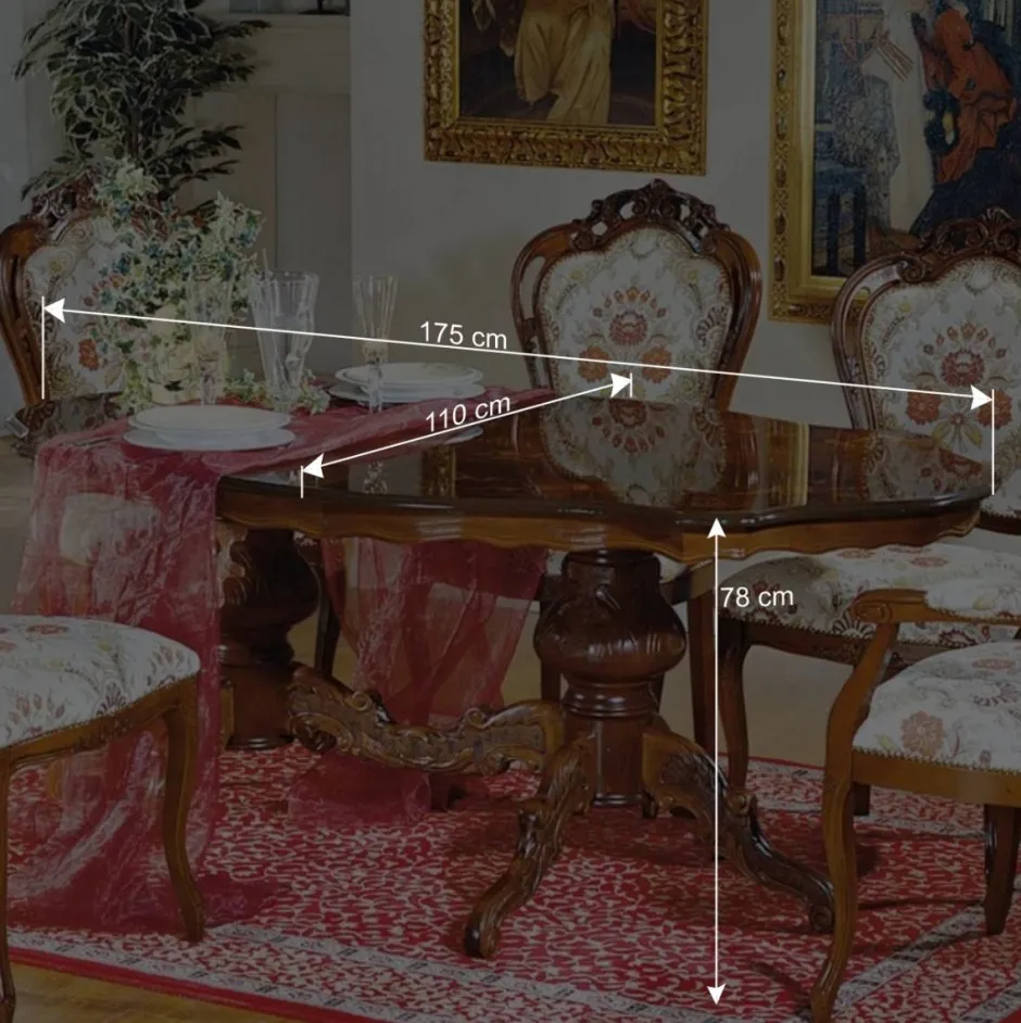 Wohnen Barock Esszimmer Gruppe Magari mit ovalem Tisch (sechsteilig)