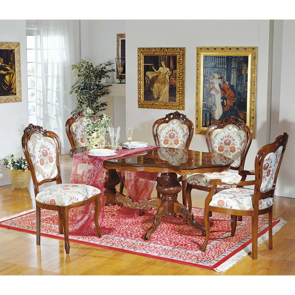 Wohnen Barock Esszimmer Gruppe Magari mit ovalem Tisch (sechsteilig)