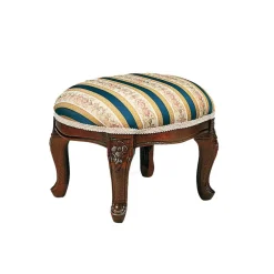 Wohnen Barock Fußhocker in Blau Beige Magari & Nussbaum