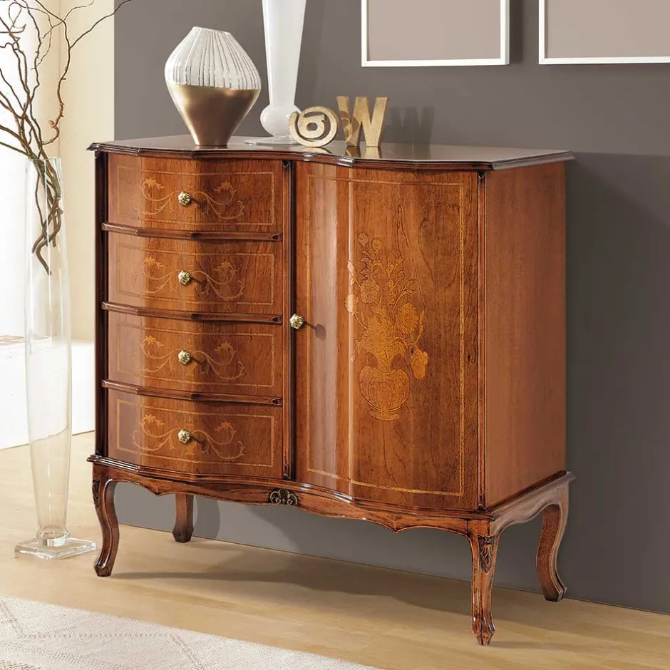 Wohnen Barock Kombi-Kommode in Nussbaumfarben - Motiz