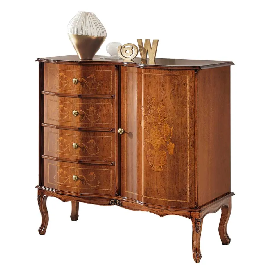 Wohnen Barock Kombi-Kommode in Nussbaumfarben - Motiz