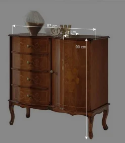 Wohnen Barock Kombi-Kommode in Nussbaumfarben - Motiz