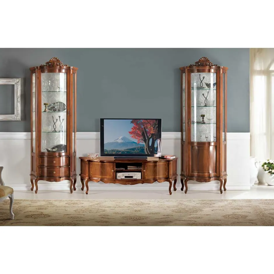 Barock Lowboard für Fernseher Dentro in Nussbaumfarben^Wohnen Outlet