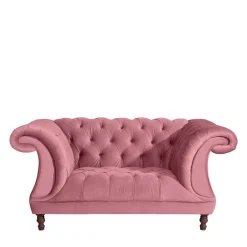 Wohnen Barock Style Big Sessel in Rosa Samtvelours - Clewono