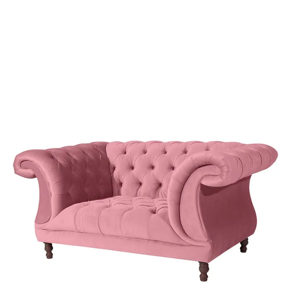 Wohnen Barock Style Big Sessel in Rosa Samtvelours - Clewono