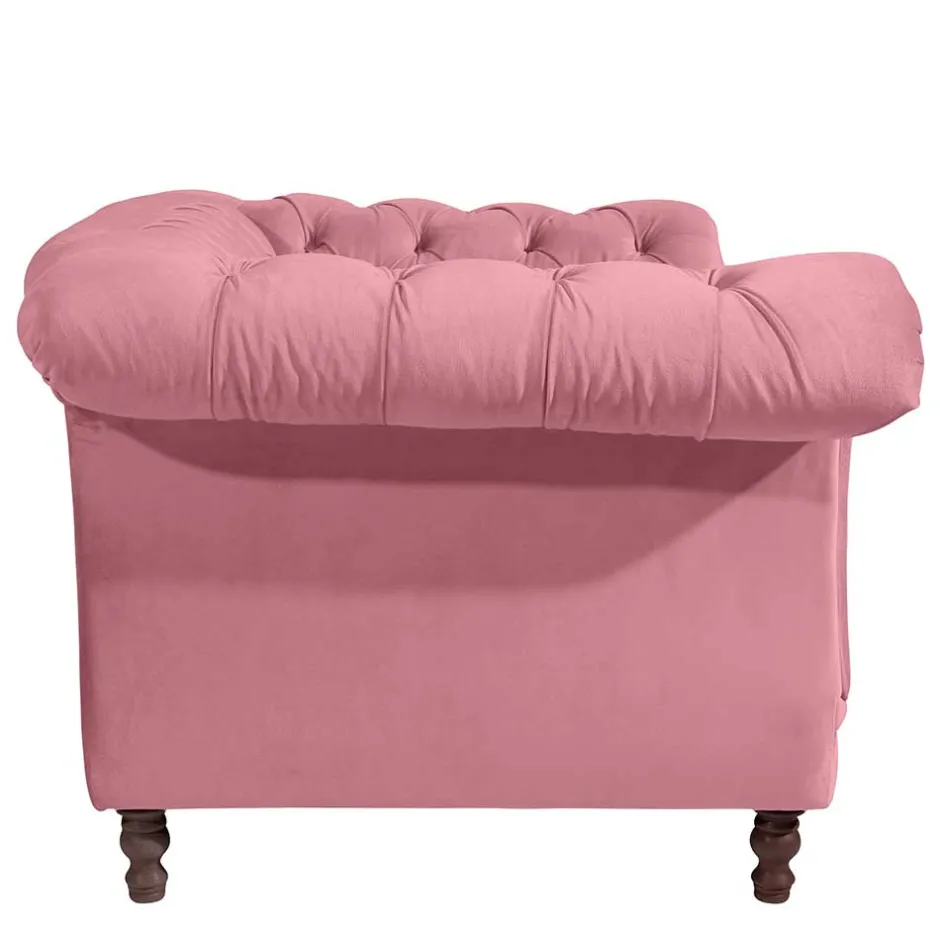 Wohnen Barock Style Big Sessel in Rosa Samtvelours - Clewono