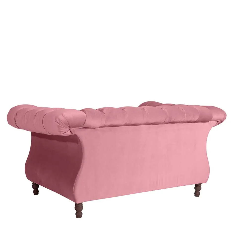Wohnen Barock Style Big Sessel in Rosa Samtvelours - Clewono