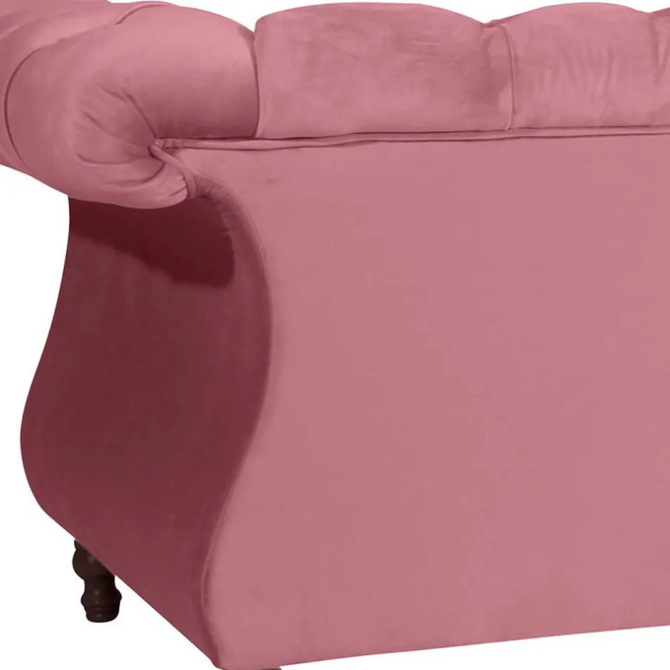 Wohnen Barock Style Big Sessel in Rosa Samtvelours - Clewono