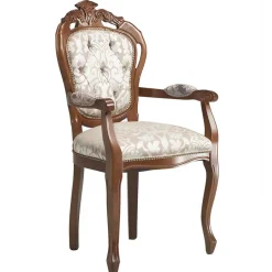 Wohnen Barocker Armlehnstuhl in Nussbaum Braun - Pablos (2er Set)