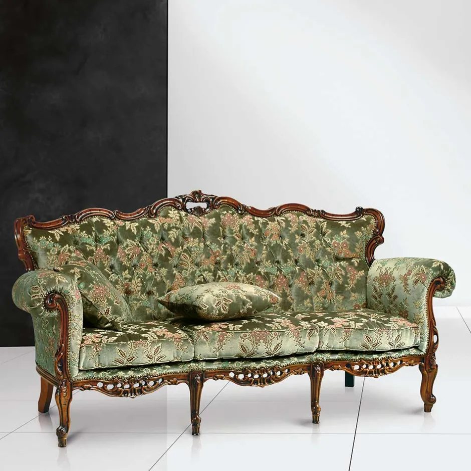 Wohnen Barock-Stil Sofa in Grün mit Blumen - Graz