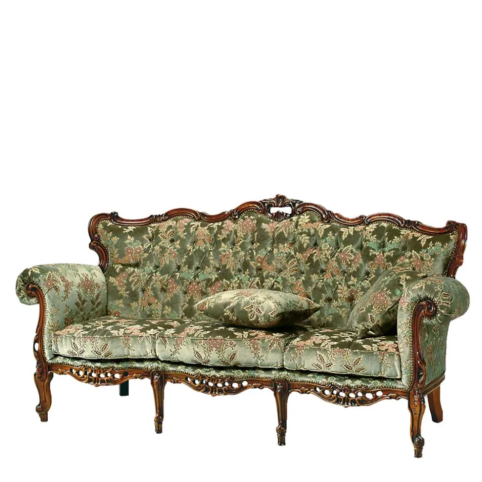 Wohnen Barock-Stil Sofa in Grün mit Blumen - Graz