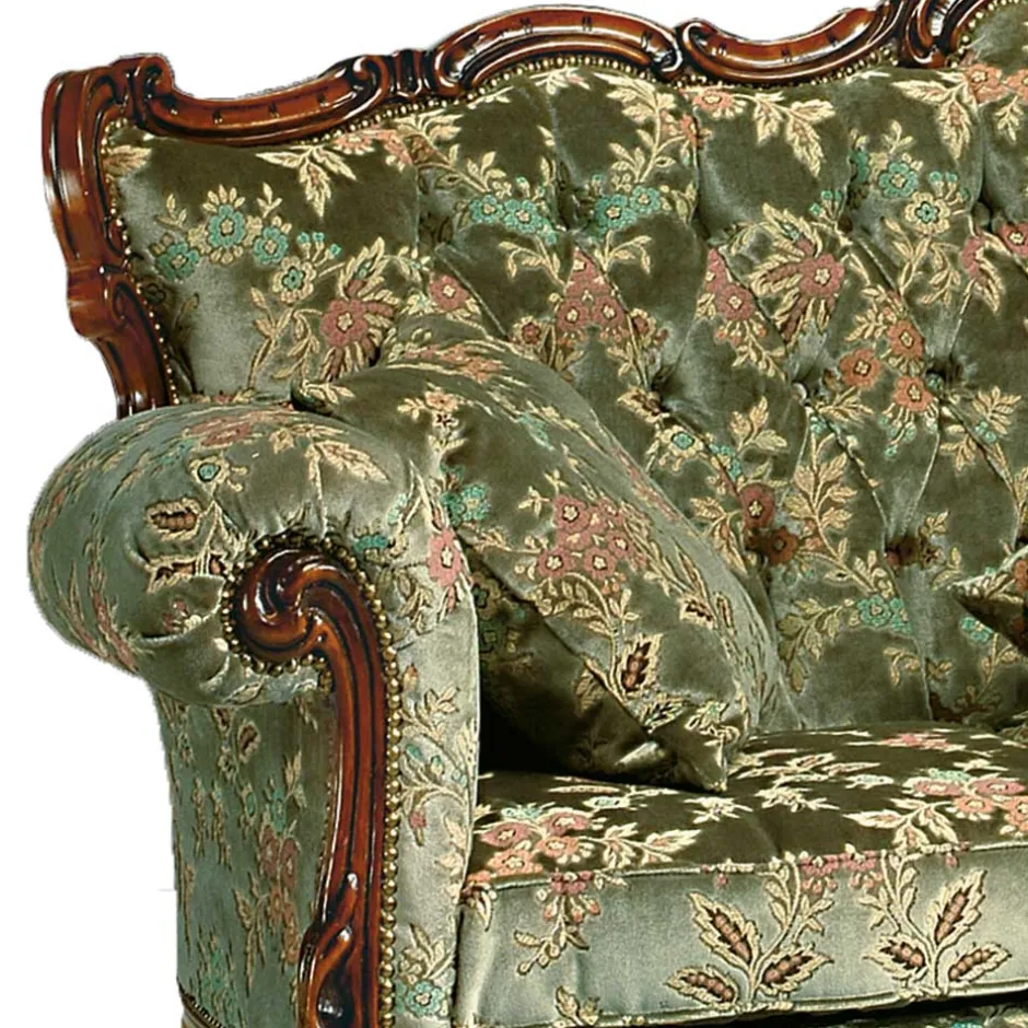Wohnen Barock-Stil Sofa in Grün mit Blumen - Graz
