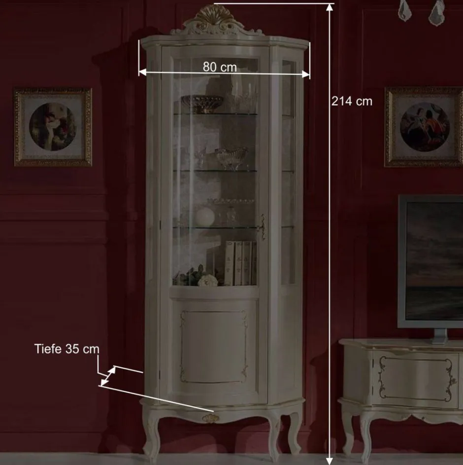 Barockstil Vitrine in Weiß & Gold - Datalera^Wohnen