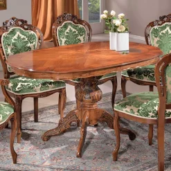 Wohnen Barocktisch mit Nussbaum Furnier Magari in Oval 140x90