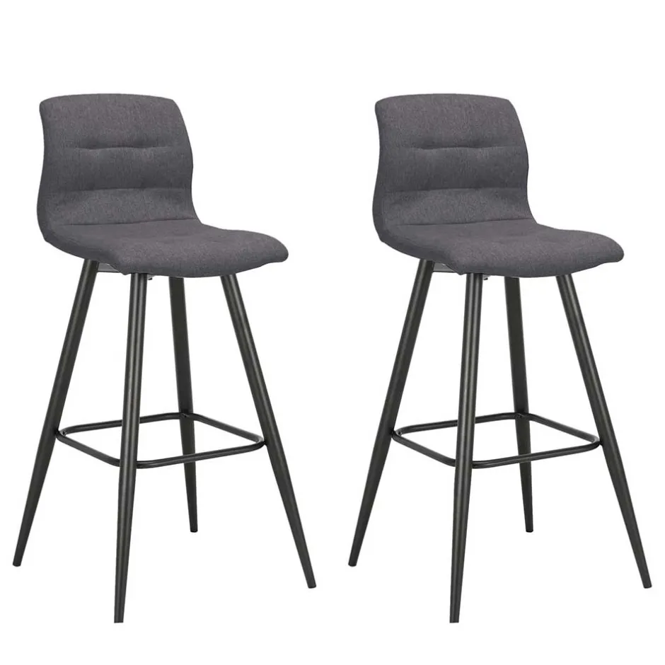 Wohnen Barstühle in Anthrazit Stoffbezug - Una (2er Set)