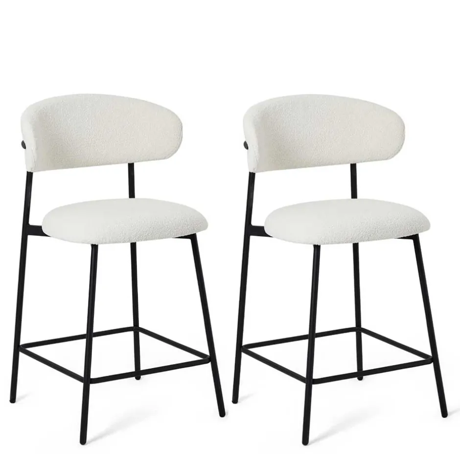 Wohnen Barstühle in Cremeweiß und Schwarz - Bean (2er Set)