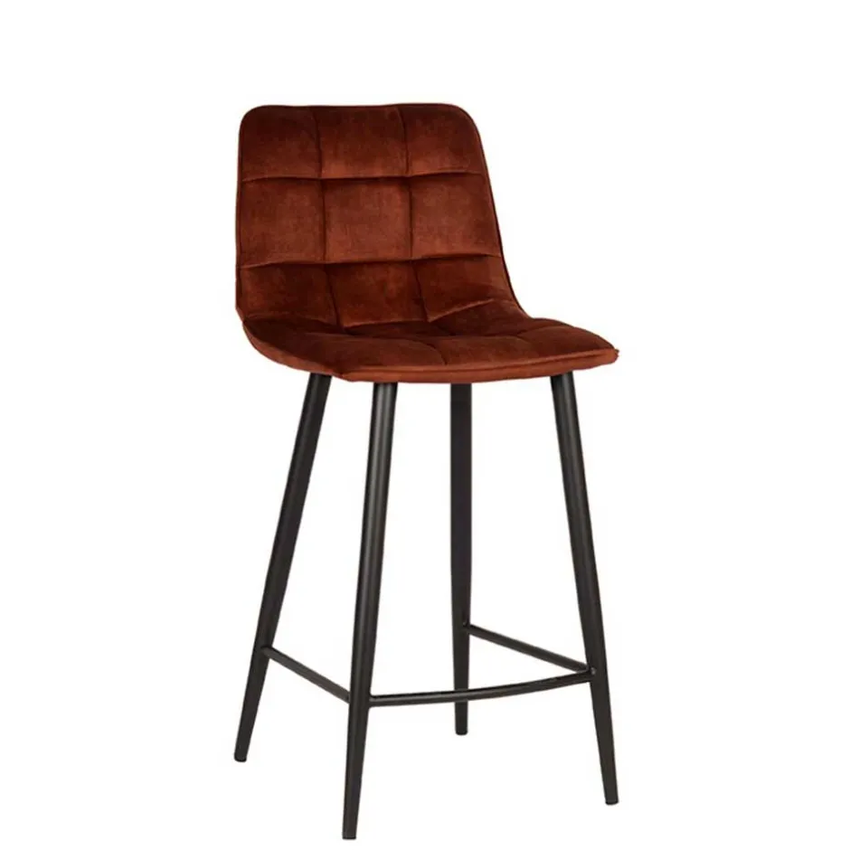 Wohnen Barstühle in Rost Braun Velours - Susa (2er Set)