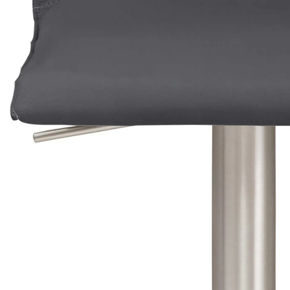 Wohnen Barstuhl aus Echtleder in Anthrazit - Charlena