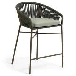 Wohnen Barstuhl aus Geflecht in Dunkelgrün - Madias (4er Set)