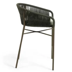 Wohnen Barstuhl aus Geflecht in Dunkelgrün - Madias (4er Set)