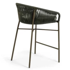 Wohnen Barstuhl aus Geflecht in Dunkelgrün - Madias (4er Set)