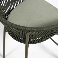 Wohnen Barstuhl aus Geflecht in Dunkelgrün - Madias (4er Set)