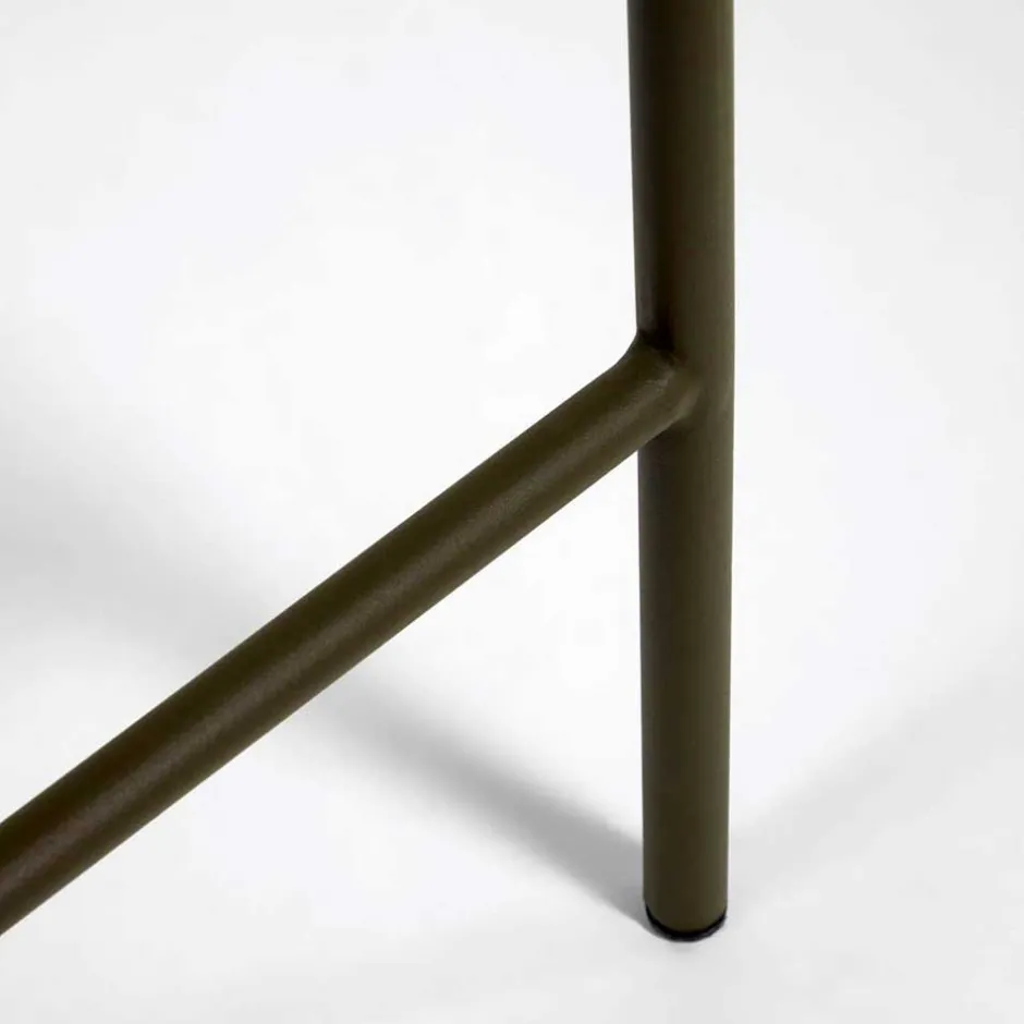 Wohnen Barstuhl aus Geflecht in Dunkelgrün - Madias (4er Set)