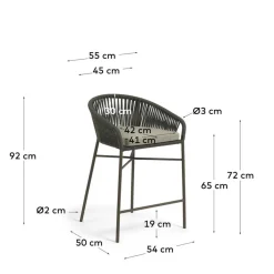 Wohnen Barstuhl aus Geflecht in Dunkelgrün - Madias (4er Set)