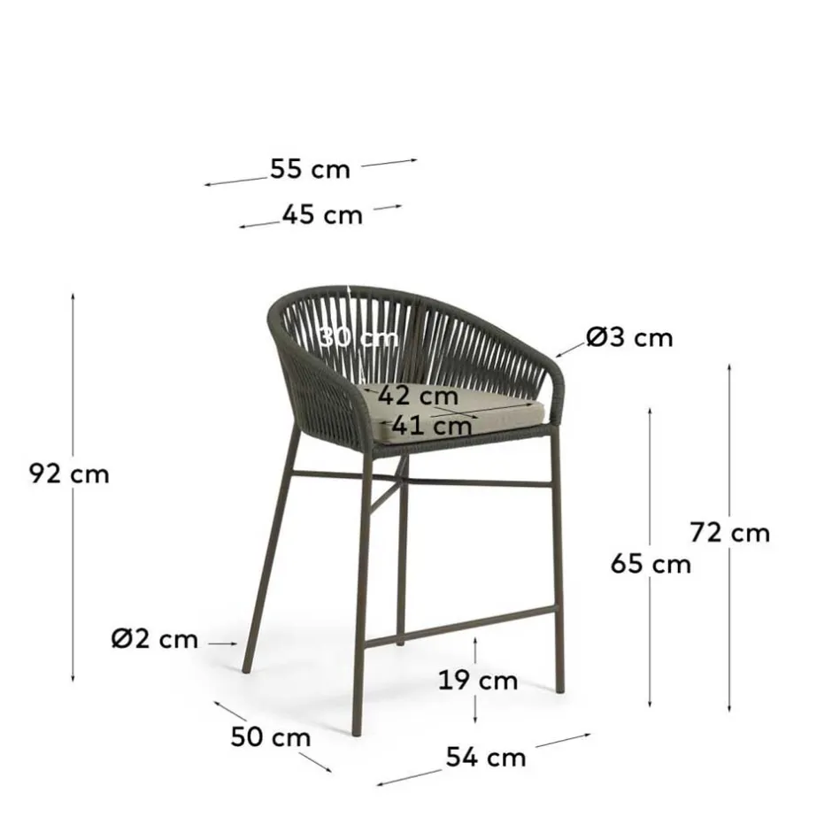 Wohnen Barstuhl aus Geflecht in Dunkelgrün - Madias (4er Set)