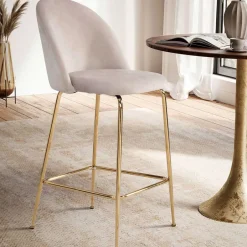 Wohnen Barstuhl in Beige und Gold - Furcios (2er Set)