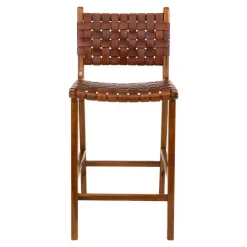 Barstuhl in Braun Leder Geflecht - Nufreda^Wohnen New