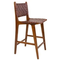 Barstuhl in Braun Leder Geflecht - Nufreda^Wohnen New