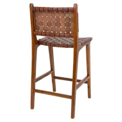 Barstuhl in Braun Leder Geflecht - Nufreda^Wohnen New