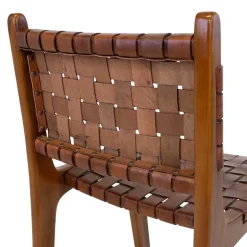 Barstuhl in Braun Leder Geflecht - Nufreda^Wohnen New