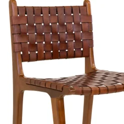 Barstuhl in Braun Leder Geflecht - Nufreda^Wohnen New