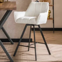 Wohnen Barstuhl mit Drehgestell in Creme Boucle - Queen (2er Set)