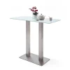 Wohnen Bartisch mit Glasplatte in Mattweiß Zigaro & Säulengestell