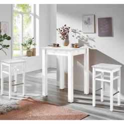 Wohnen Bartisch und Barhocker in Weiß - Zanaris (dreiteilig)