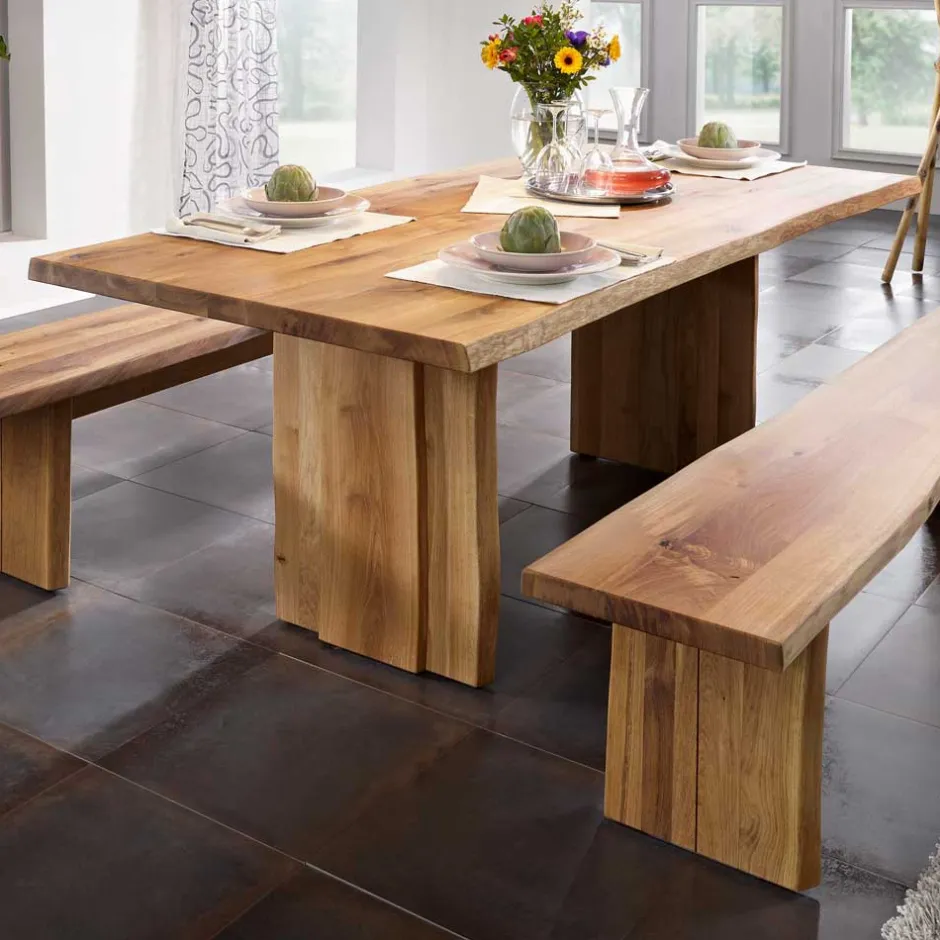 Wohnen Baumesstisch aus Wildeiche Massivholz - Cantinos