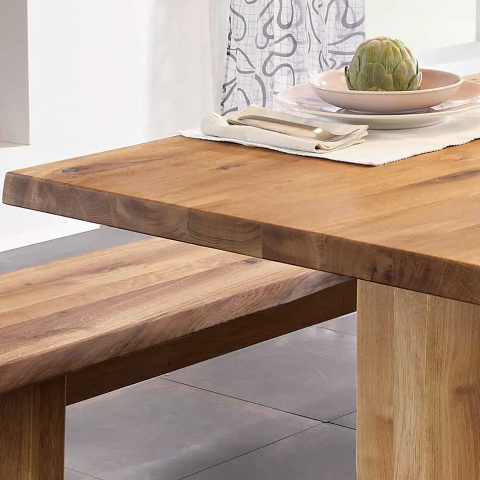 Wohnen Baumesstisch aus Wildeiche Massivholz - Cantinos
