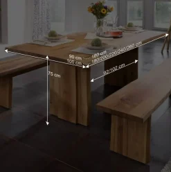 Wohnen Baumesstisch aus Wildeiche Massivholz - Cantinos