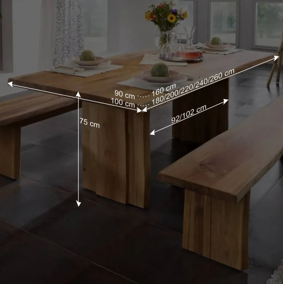 Wohnen Baumesstisch aus Wildeiche Massivholz - Cantinos